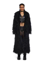 [Club Exx] Astro Arctic Faux Fur Coat - Black