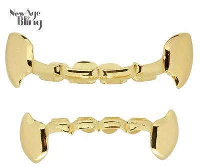 Fang Half Grillz 14k Gold Plated Top & Bottom Grill Slim Teeth Custom Fit