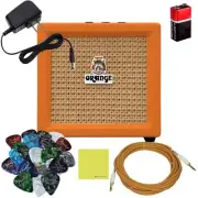 Orange Amps Crush Mini 3W Guitar Amp Combo Set with Power Adapter, Pig Hog In...