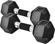 Durable Rubber Grip Hex Dumbbells - Non-Slip Hand Weights 5-50 lbs Pair
