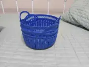 Blue Essentials Basket Round Panier Storage Containers Holders
