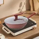 Nonstick Wok Flat Bottom Wok Kitchen Cookware Versatile Smooth Surface Nonslip
