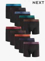 Black Rich Red/Blue Metallic Texture Waistband 10 pack A-Front Boxers (N79862) | $84