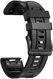 [ISOUDE] 22 26mm Quickfit Smart Watch Straps For Garmin Fenix 7 7X 6 6X Pro 5X 5 Plus 3HR 9455 Leather+Silicone Wrist Watchbands Bracelet