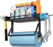 Lorbro Paper Towel Holder with Shelf, Wall Mount One Black