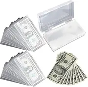 Clear Paper Money Sleeve - 100x Waterproof Currency Sleeves | Dollar Bill Holder with Storage Case, Protective Banknotes Protector Sleeves for Banknotes