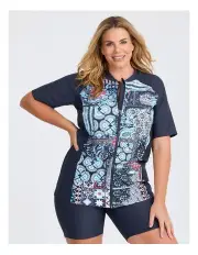 [Taking Shape] Indigo Tiles Rash Vest in Print/navy
