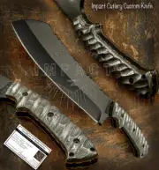 IMPACT CUTLERY RARE CUSTOM POWDER COATED D2 FULL TANG BOWIE KNIFE DAMASCUS