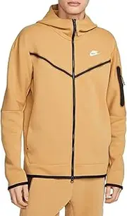 [Nike] Sportswear Tech Fleece Men's Full-Zip Hoodie-X-Large, Elemental Gold/Sail, X-Large