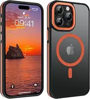 YINLAI for iPhone 15 Pro Max Case, [Compatible with MagSafe] Skin-Friendly Touch Magnetic Slim Fashion Color Blocking Shockproof Protective Phone Cases for iPhone 15 Pro Max 6.7", Orange