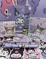 Sanrio KUROMI Gift Bag Notebook Stationary Rubber Highlighter Pen Memos Gift