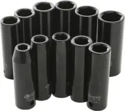 Performance Tool 10 Piece Impact Socket Sets Metric Deep 1/2" M591DB