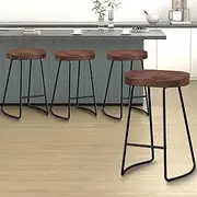 [ALFORDSON] Bar Stools 4pcs Kitchen Barstools Counter Wooden Stool with Footrest 65cm Dark Wood Tractor Vintage Dining Chairs Home Bar Dining Room Funiture