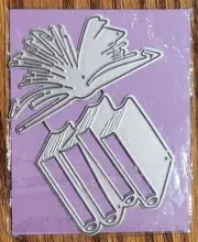 Books Library Bookshelf Pages Reading Metal Dies Set of 2 Scrapbook Junk Journal