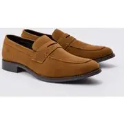 Mens Tan Faux Suede Loafer