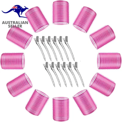 24Pcs Hair Rollers,12 Pcs Jumbo Big Hair Rollers Set Hair Curlers Self Grip Hold