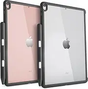 DinoCase iPad Pro 10.5 Case with Pencil Holder [Improved] Thin and Slim for iPad Pro 10.5 inch 2017, Compatible with Apple Smart Keyboard and Smart Cover - Black