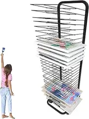Art Drying Rack,30 Shelve Floor Standing Metal Painting Art Storage Rack,Foldable Drawing Board Storage Rack,Suitable for Home School and Art Clubs