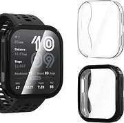 KIKISML 2 PCS Screen Protectors Compatible with Amazfit Bip 6, Full Protective Ultra Slim Soft TPU Case Cover Compatible with Amazfit Bip 6 (Clear, Black)