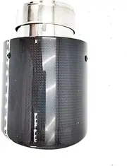 1pc Universal Oval Carbon Fibre Matte Black Car Exhaust Muffler Tip 63mm Inlet 89mm Outlet