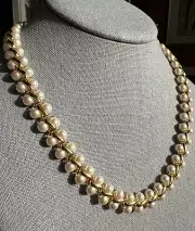 Vintage Napier Faux Pearl And Gold Metal Necklace - Wonderful Classic Necklace