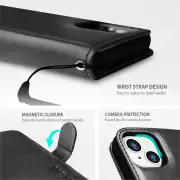 Tough On iPhone 13 Mini Case Magnetic Detachable Leather Black