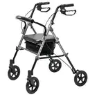 Lumex Set N' Go Wide Rollator, Height-Adjustable Walker with Wide Seat, Short an
