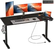 Height Adjustable Electric Standing Desk with Power Outlet, 55-Inch Computer Des