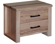 MD Vichy Solid Timber Bedside Table with 2 Drawers