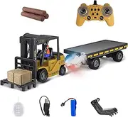 Remote Control Forklift Rc Forklift with Carrier Slab Construction Toys, RC Construction Engineering Forklift w/Boxes/Sound and Light Spray, Two Rechargeable Batteries & Charger, Toy Boy Gift