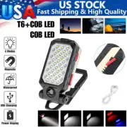 COB LED USB Rechargeable Work Light Magnetic Camping Lamp Torch Flashlight +Hook