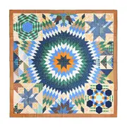 Hermes 愛馬仕 American Quilts 140幾何圖形混羊絨披肩/方巾(米黃/棕)