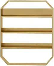 Gold Metal Wall Mounted Nail Polish Storage Rack Octagonal Cosmetic Display Rack Essential Oil Bottles Lipstick Perfume Wall Shelf for Home Spa