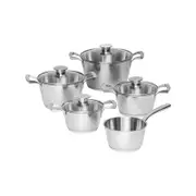 Bugatti 9-Piece Cookware Set w/ Glass Lids - Stainless Steel