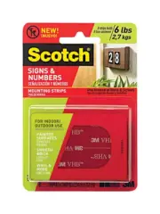 Scotch 610P-ST Signs & Numbers Mounting Strips, Clear, 1" x 3"