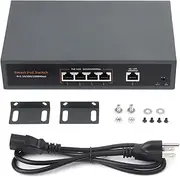 Waveshare 120W Gigabit Ethernet PoE Switch, 4X PoE+ Ports, Up to 30W Per Port, 802.3af/At Compliant, Plug-and-Play, Fanless Design, Network Switch PoE