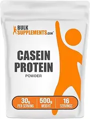 BulkSupplements.com Casein Protein Powder - Unflavored Protein Powder - Low Carb Protein Powder - Casein Powder - Protein Supplement - Flavorless Protein Powder (500 Grams - 1.1 lbs)