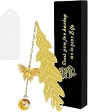 [Aokbean] Metal Leaf Bookmark Butterfly Pendant: Personalised Book Accessory Set DIY Chain Mini Small Charm Woman Craft Decoration Wedding Birthday Party Thank You Gift for Teacher Friend Young (Gold)