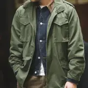 Windbreaker Men's Field Jacket Vintage loose Coat Army Green Military Casual