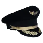Custom Upscale Pilot Cap Uniform Hat Airline Captain Hat Party Cap Black Hat