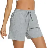 [Tandisk] Women's 5" Casual Jersey Cotton Shorts Lounge Yoga Pajama Walking Shorts with Pockets Activewear