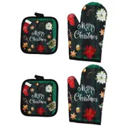 1 Set Christmas Kitchen Oven Heat Resistant Gloves Creative Insulation Pads