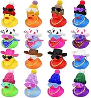 64 PCS Mini Duck Bulk Decoration with Hat Scarf Necklace and Sunglasses for Birthday Baby Shower Swimming Party Gift Favor Decorations