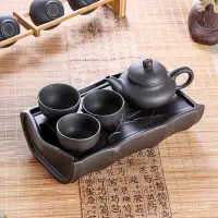 在飛比找Yahoo!奇摩拍賣優惠-宜興紫砂茶壺竹小茶盤茶船硃砂茶壺陶瓷