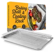 Baking Sheet Pan and Cooling Rack - Quarter Sheet, 13" x 10" Aluminum Cookie ...