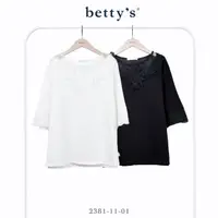 在飛比找momo購物網優惠-【betty’s 貝蒂思】領口透視古典蕾絲七分袖T-shir