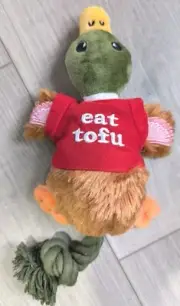 Funny WILDERDOG "Eat Tofu" Squeaky Duck Dog Toy Plush Lt Chewer 8x6 NWOT