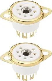 2Pcs 7-Pin Electronic Valve Socket Valve Vacuum Tube Base Socket Copper Gold Plated for EB91 EF95 Z77 EL90 EK91 EL95 Small Valves