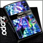 Zippo Shell Inlay Etching Black Gold Logo Oil Lighter Regular Case Japan