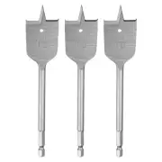 3Pcs Spade Drill Bit 1-1/4" Paddle Flat Bits Wood Hole Cutter Silver Tone